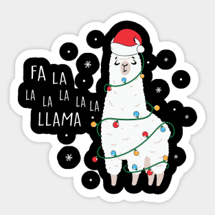 Fa La La Llama Santa Hat Wrapped in Christmas Lights Sticker